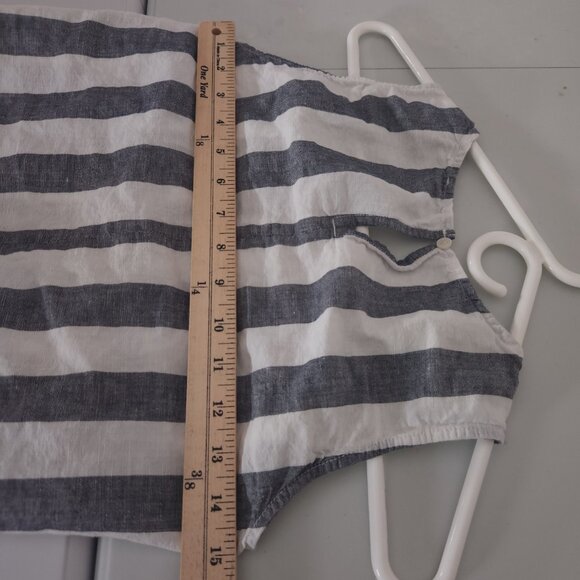 J.Crew Linen Blend Striped Tank Top Womens 0 Tie Hem Nautical Coastal Preppy - Picture 4 of 13